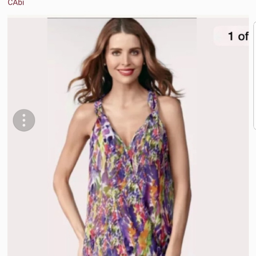 CAbi Cross Front Floral top Blouse size S